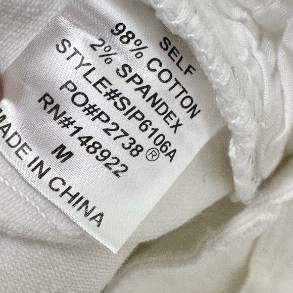 Wisteria Lane White Flared Bell Leg Raw Hem Denim Pants Mid Rise Retro Size M - Picture 6 of 12